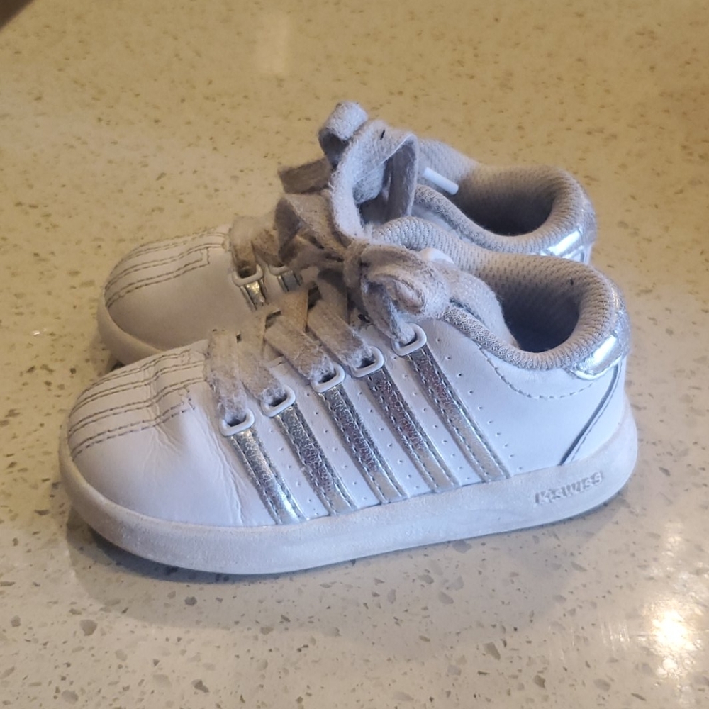 KSwiss White and Silver Toddler Size 6